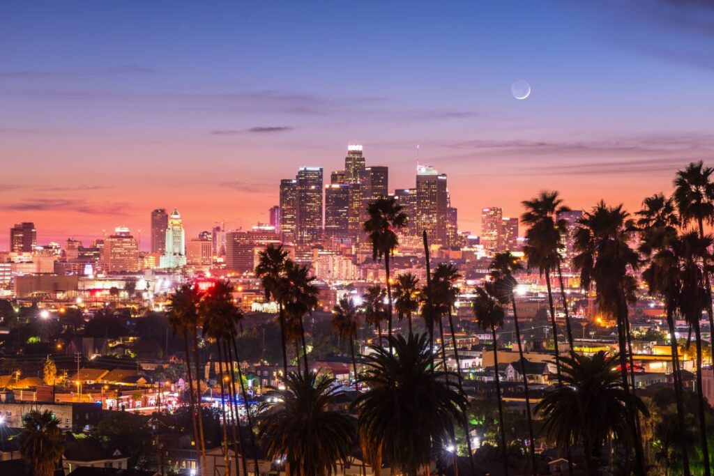 panoramica Los Angeles al tramonto
