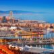 Vista panoramica città e porto di Barcellona