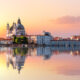 Panorama della laguna e di Venezia al tramonto