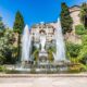 Primo piano della fontana nel aprco di Villa d'Este