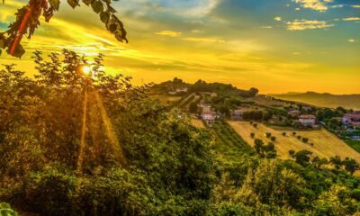 Colline e campagne intorno a Tortoreto al tramonto